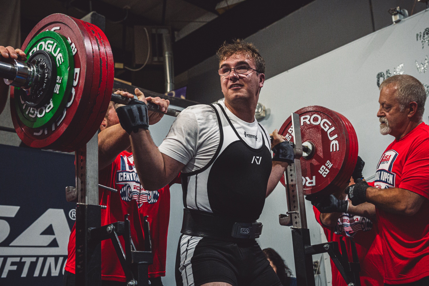 Powerlifter preparing for a squat attempt